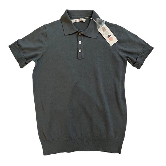 $74 NWT Coco Blanc 8 10 Polo Sweater Slate Blue Knit Cotton Silk Shirt Easter - Picture 1 of 3